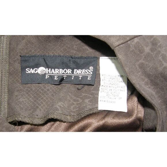 Dark Olive Green Snake Print Sz 8 Petite Soft Faux Suede Sheath Dress SAG HARBOR - Picture 4 of 4